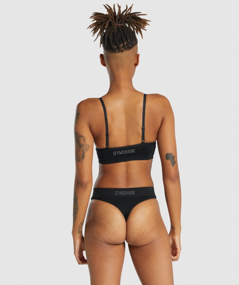 Gymshark Fekete Varrat Nélküli Alacsony Nyakú Karkötő