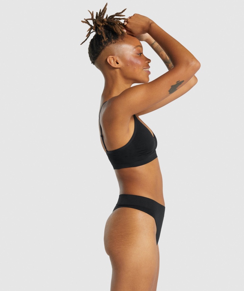 Gymshark Fekete Varrat Nélküli Alacsony Nyakú Karkötő