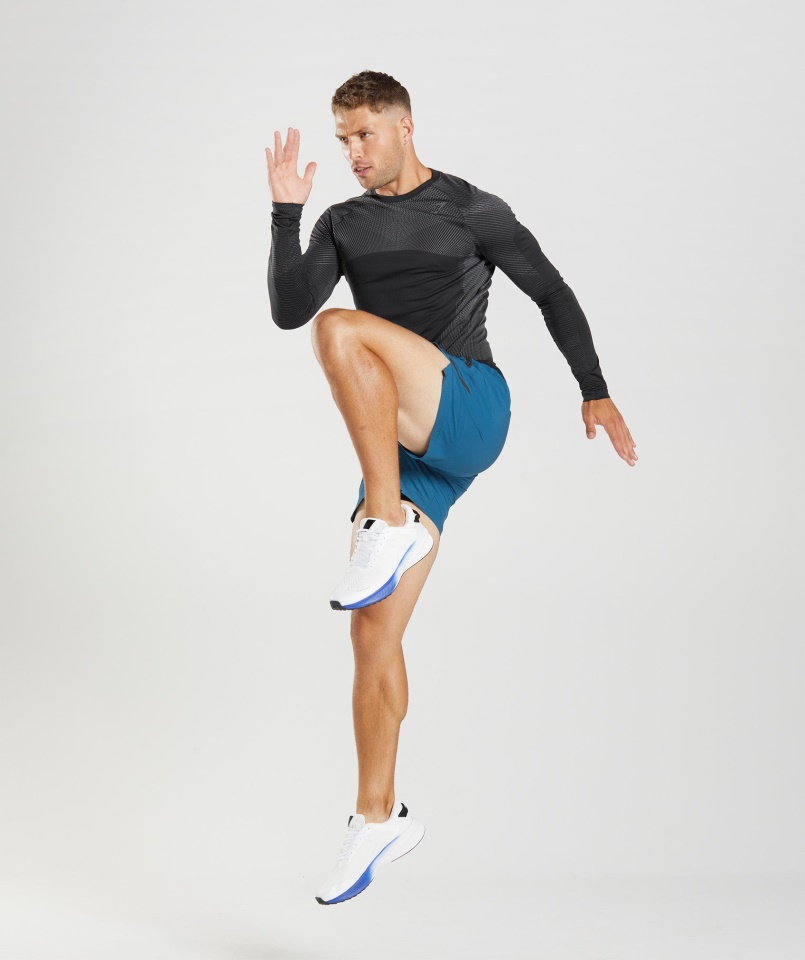 Gymshark Fekete Sziluettjű Szürke Csúcsú Varrás Nélküli Hosszú Ujjú Póló