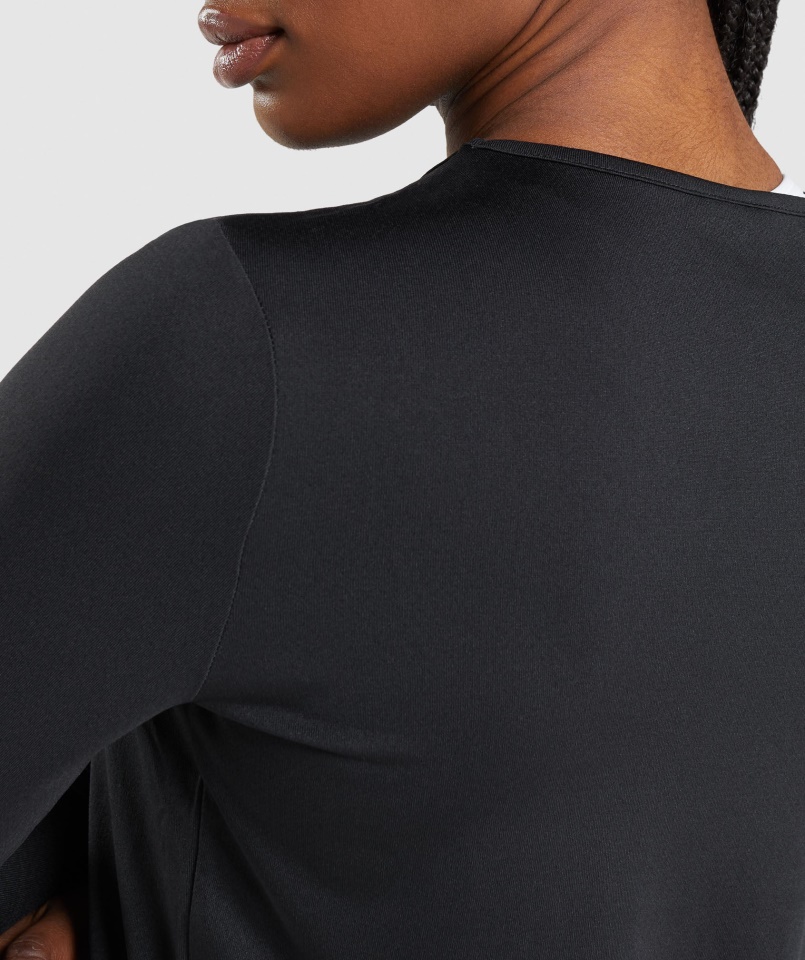 Gymshark Fekete Gyakorló Hosszú Ujjú Felső