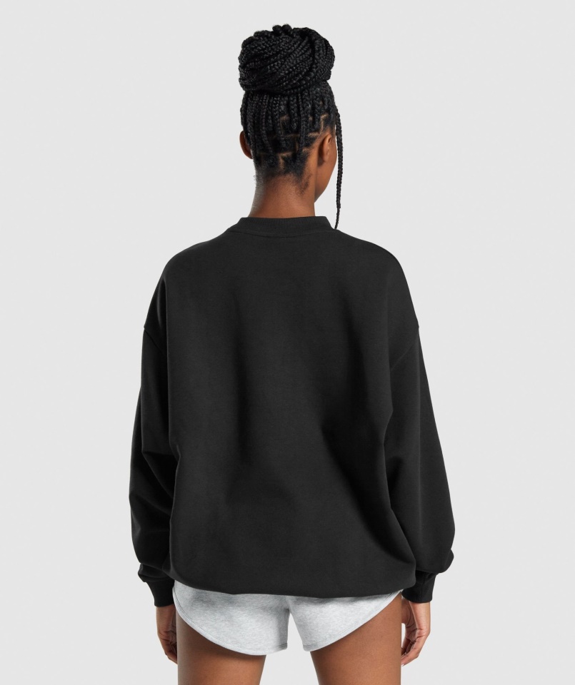 Gymshark Fekete Tréning Nagyméretű Pulóver