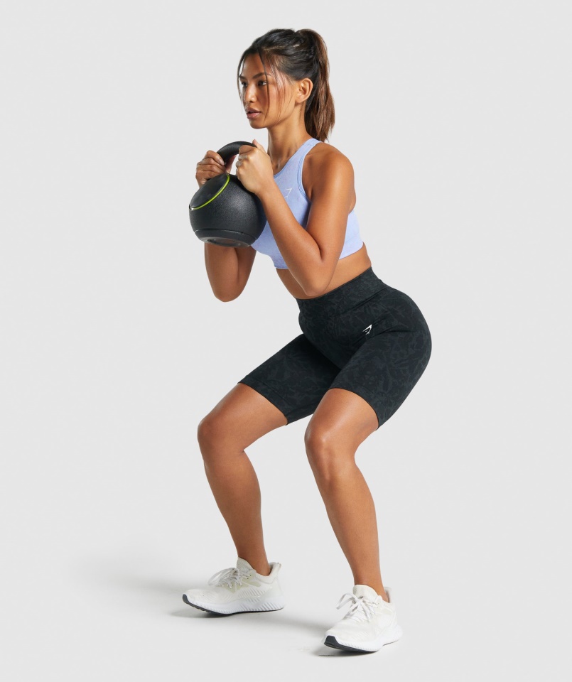 Gymshark Butterfly-black Adaptált állati Varrás Nélküli Kerékpáros Rövidnadrág