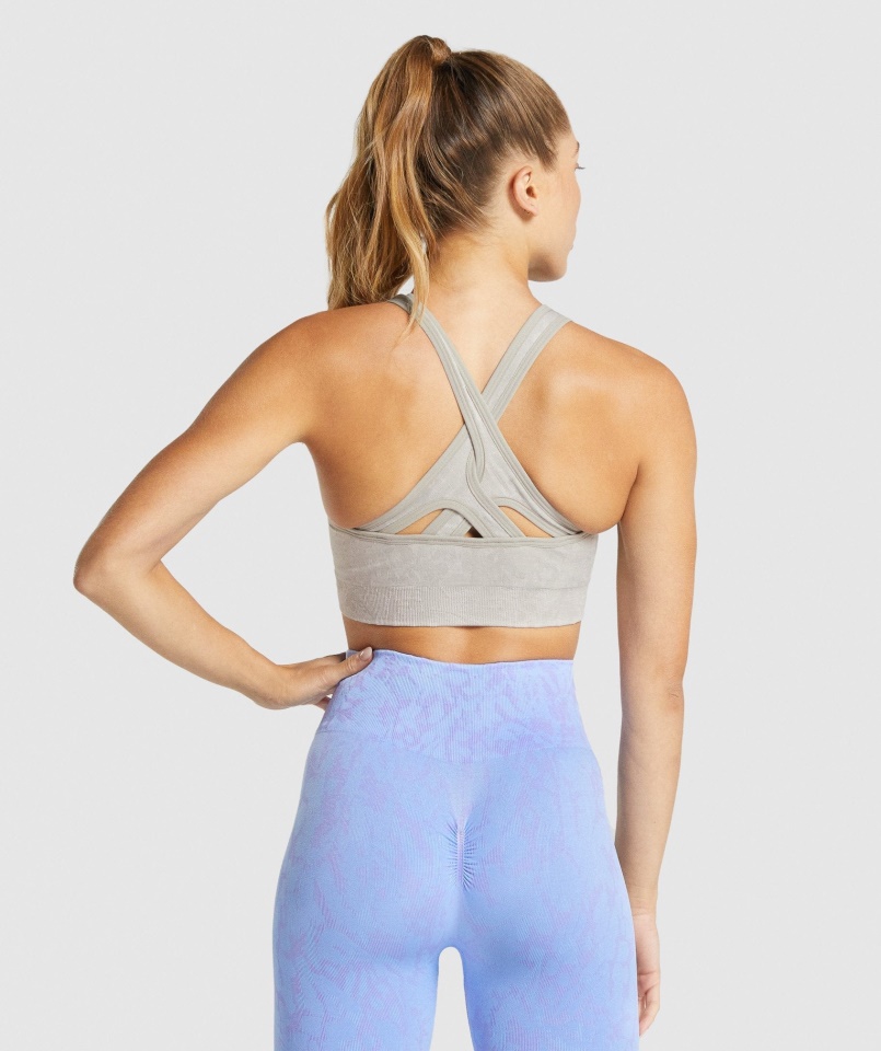 Gymshark Butterfly-grey Adaptált állati Varrat Nélküli Sportmelltartó