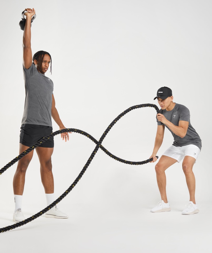 Gymshark Szénszürke-fekete Geo Varrat Nélküli Póló