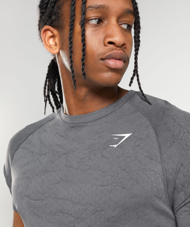 Gymshark Szénszürke-fekete Geo Varrat Nélküli Póló