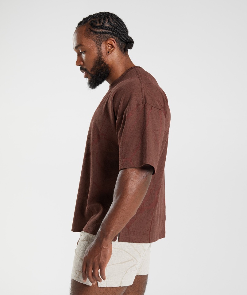 Gymshark Cseresznyebarna Nyomat Teljesítményű Rövid Ujjú Személyzet