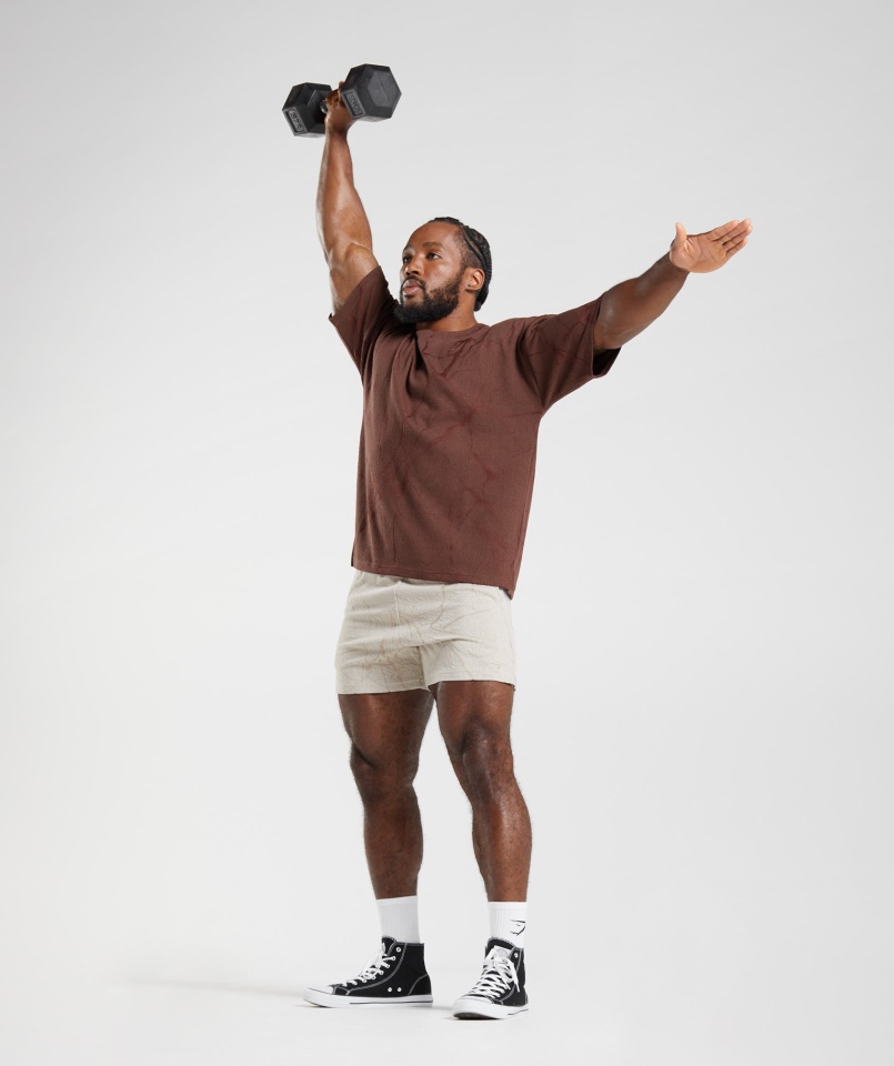 Gymshark Cseresznyebarna Nyomat Teljesítményű Rövid Ujjú Személyzet