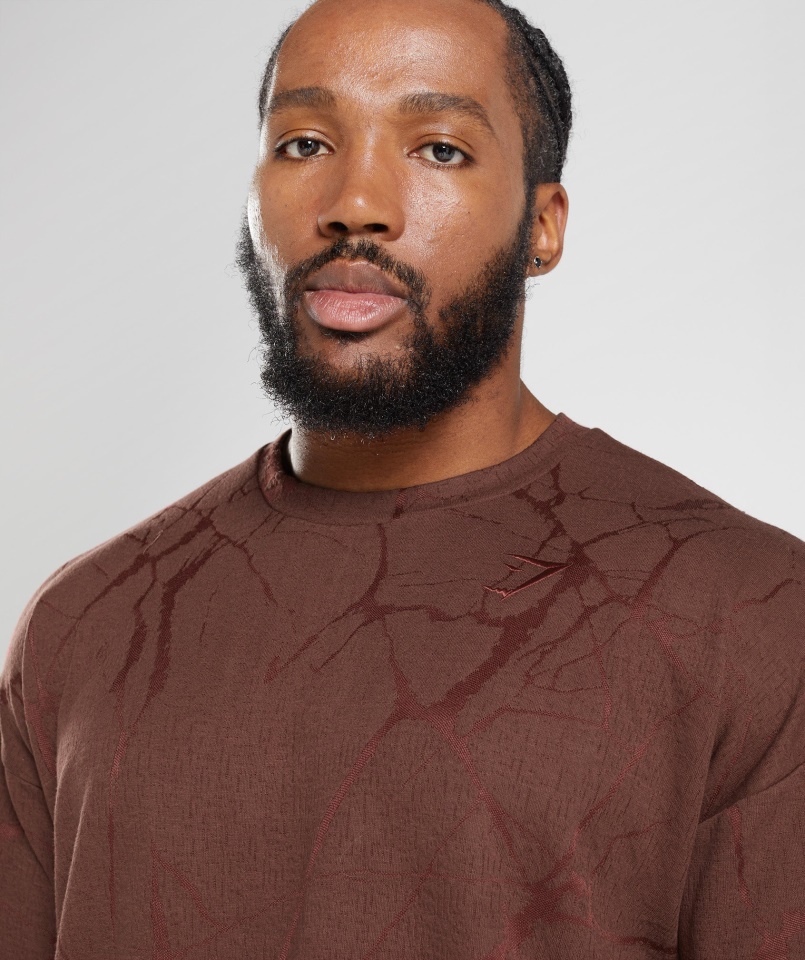 Gymshark Cseresznyebarna Nyomat Teljesítményű Rövid Ujjú Személyzet