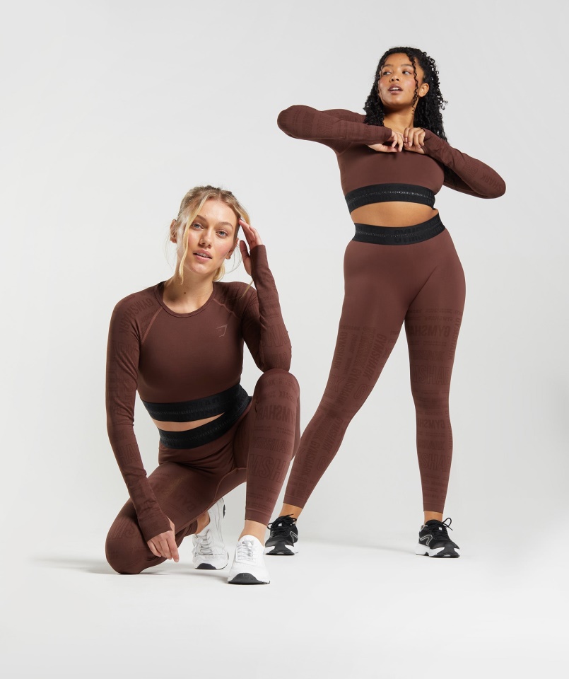 Gymshark Cseresznyebarna Látás Hosszú Ujjú Crop Top