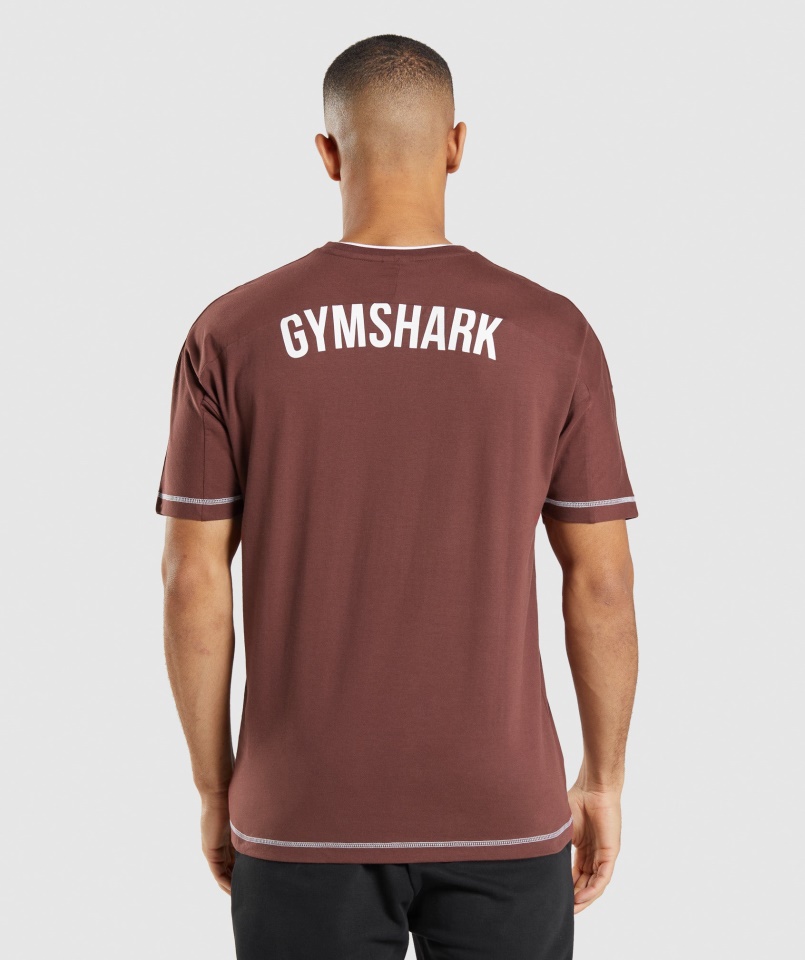 Gymshark Cseresznye Barna-fehér Mélyedéses Póló