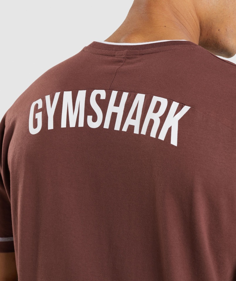 Gymshark Cseresznye Barna-fehér Mélyedéses Póló