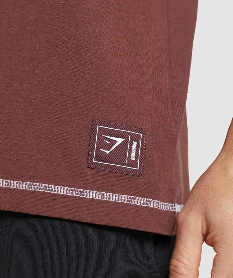 Gymshark Cseresznye Barna-fehér Mélyedéses Póló