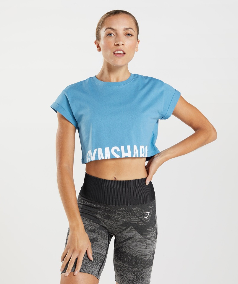 Gymshark Tengerparti Kék Frakció Crop Top
