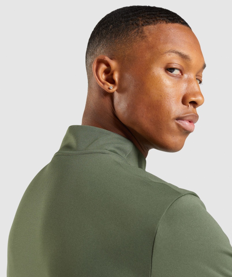 Gymshark Core Olive érkezés 1-4 Cipzáras Pulóver