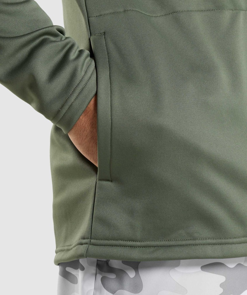 Gymshark Core Olive érkezés Cipzáras Kapucnis Pulcsi