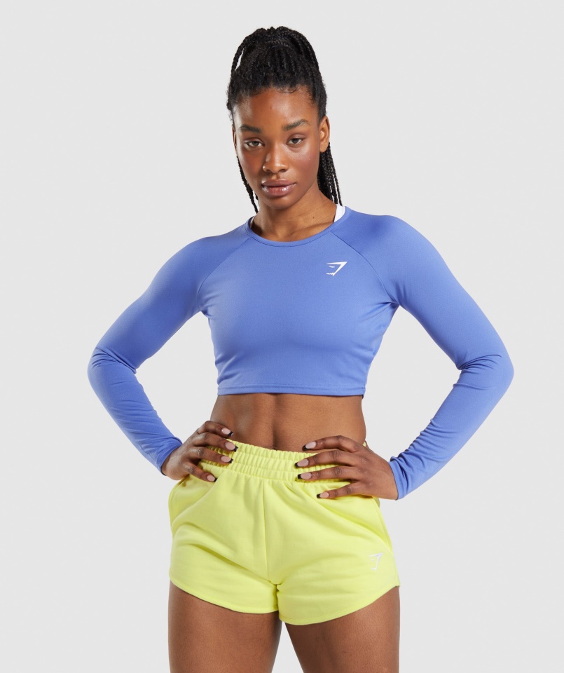 Gymshark Court Kék Tréning Hosszú Ujjú Crop Top