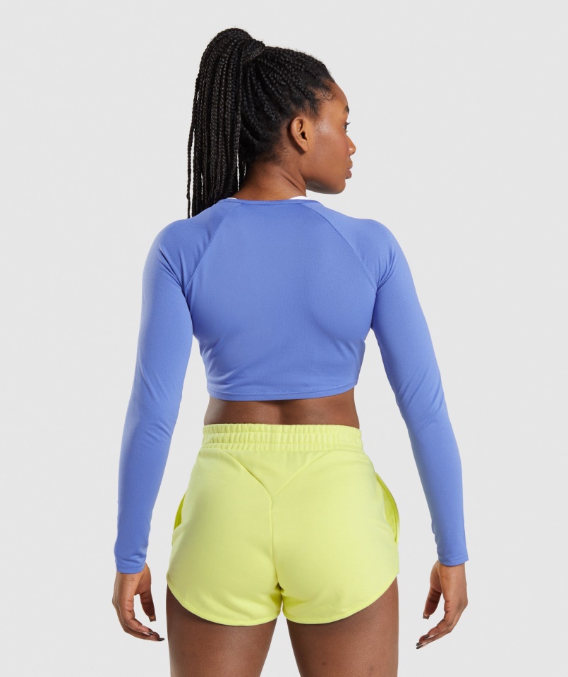 Gymshark Court Kék Tréning Hosszú Ujjú Crop Top
