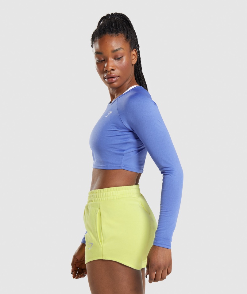Gymshark Court Kék Tréning Hosszú Ujjú Crop Top