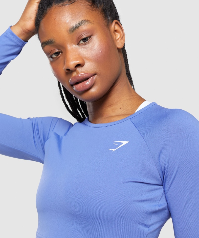 Gymshark Court Kék Tréning Hosszú Ujjú Crop Top