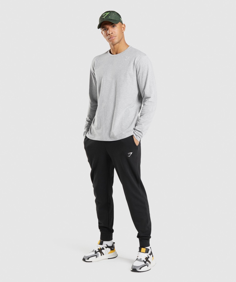 Gymshark Crest Hosszú Ujjú Póló Világosszürke Magmárga