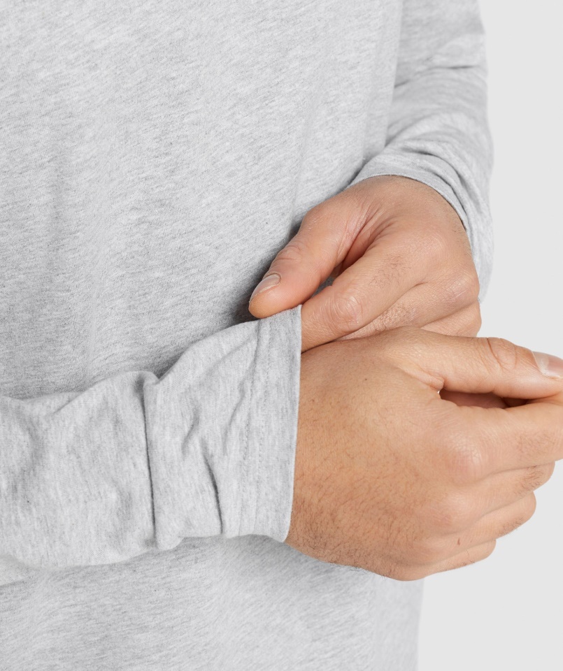 Gymshark Crest Hosszú Ujjú Póló Világosszürke Magmárga