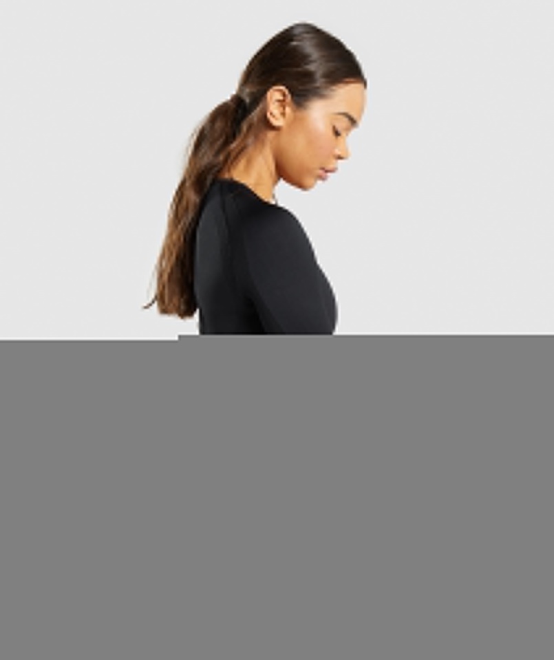 Gymshark Flex Sport Hosszú Ujjú Crop Felső Fekete