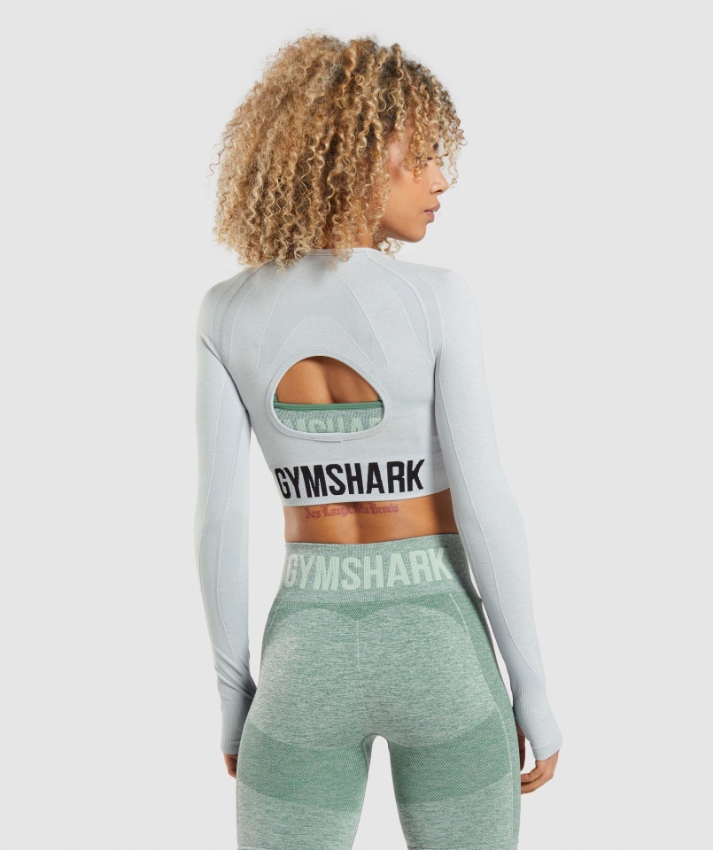Gymshark Flex Sport Hosszú Ujjú Crop Felső Világosszürke Márga