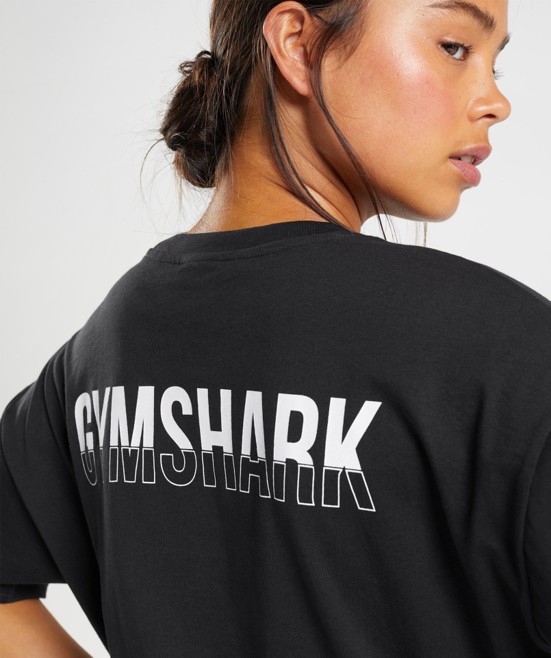 Gymshark Frakció Túlméretezett Póló Fekete-fehér
