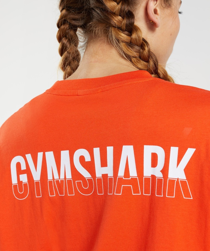 Gymshark Frakció Túlméretezett Póló Paprika Piros