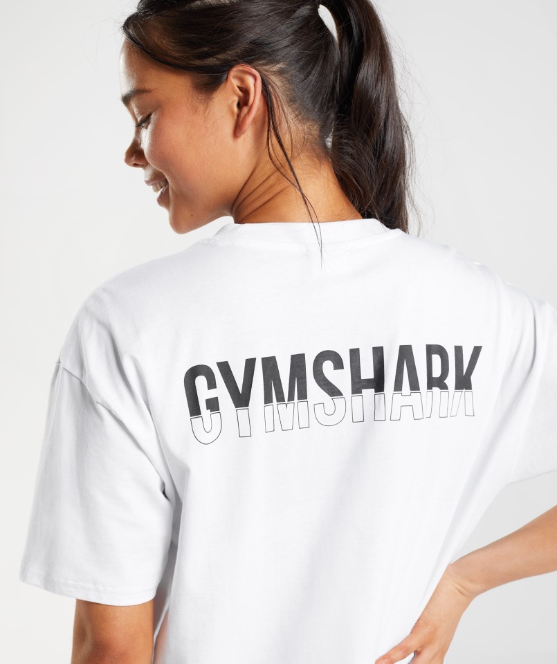 Gymshark Frakció Túlméretezett Póló Fehér