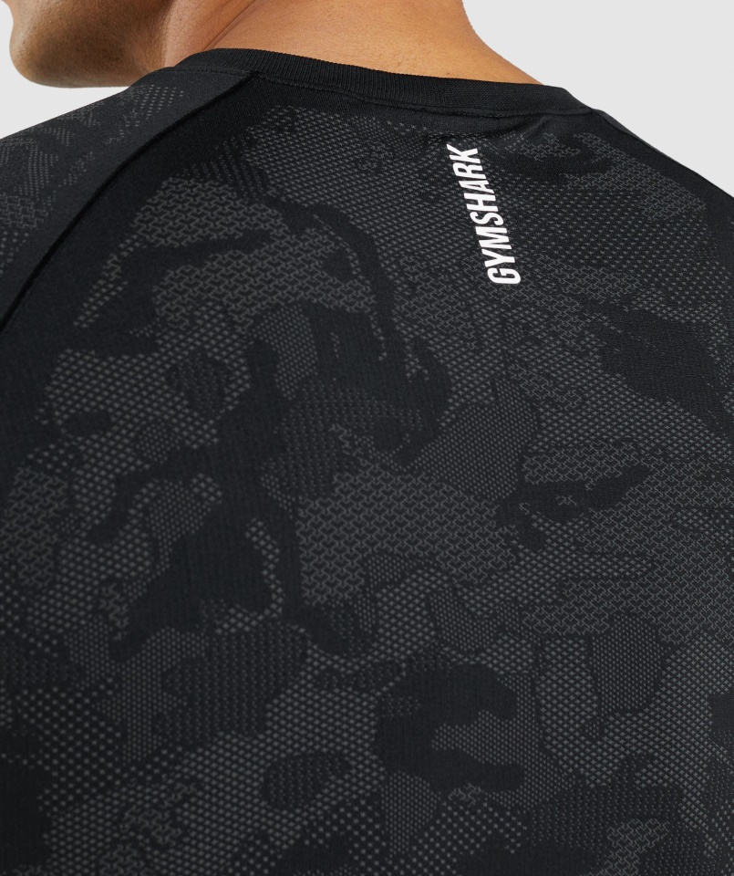 Gymshark Geo Varrat Nélküli Póló Fekete-szénszürke