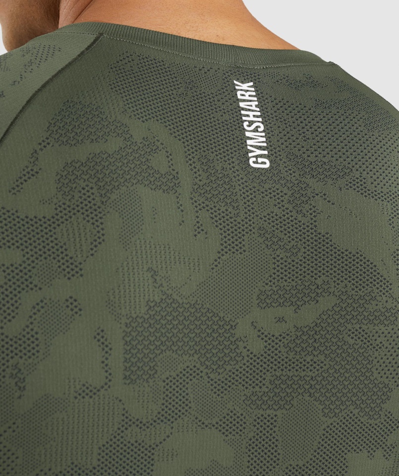 Gymshark Geo Varrat Nélküli Póló Magja Olíva-fekete