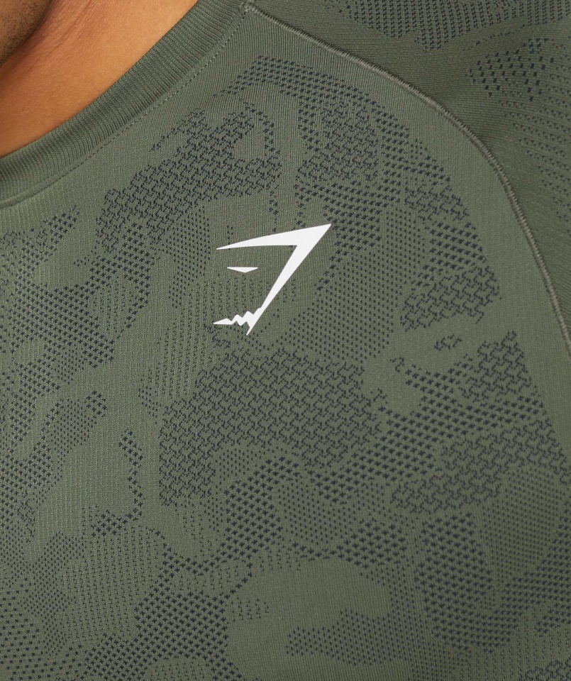 Gymshark Geo Varrat Nélküli Póló Magja Olíva-fekete