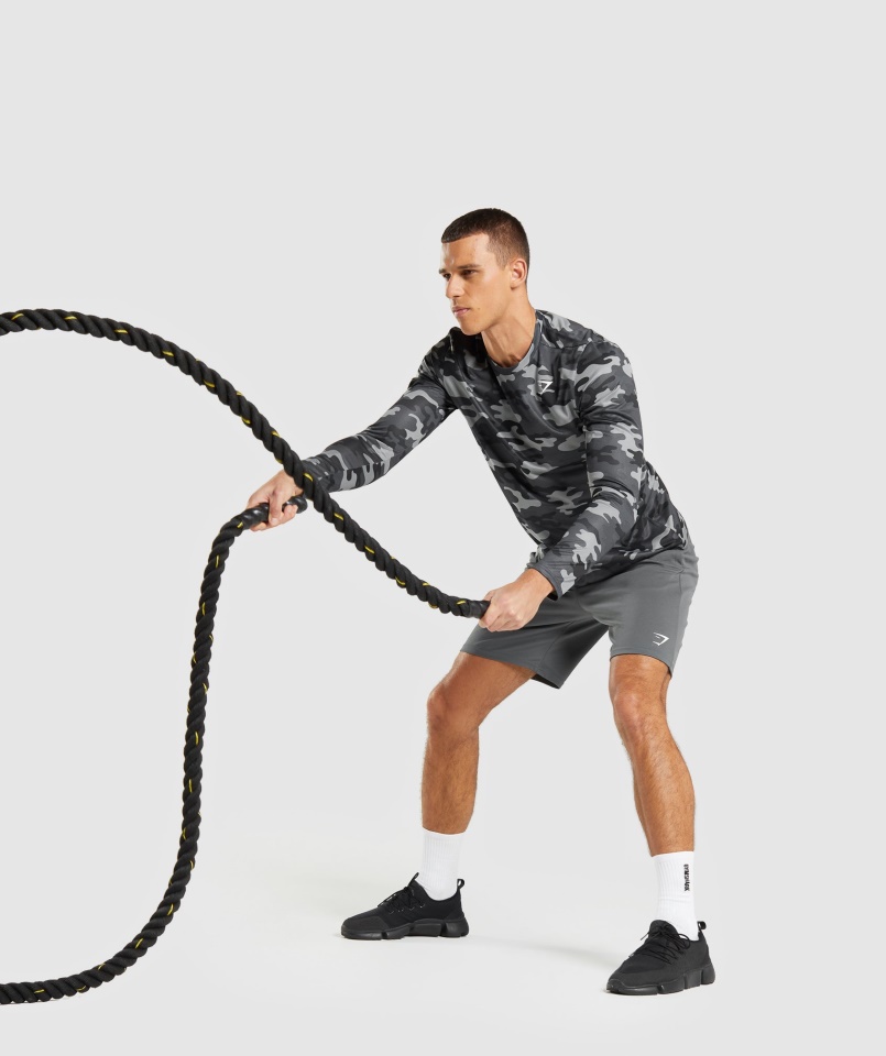 Gymshark Szürke Mintás érkezési Hosszú Ujjú Póló