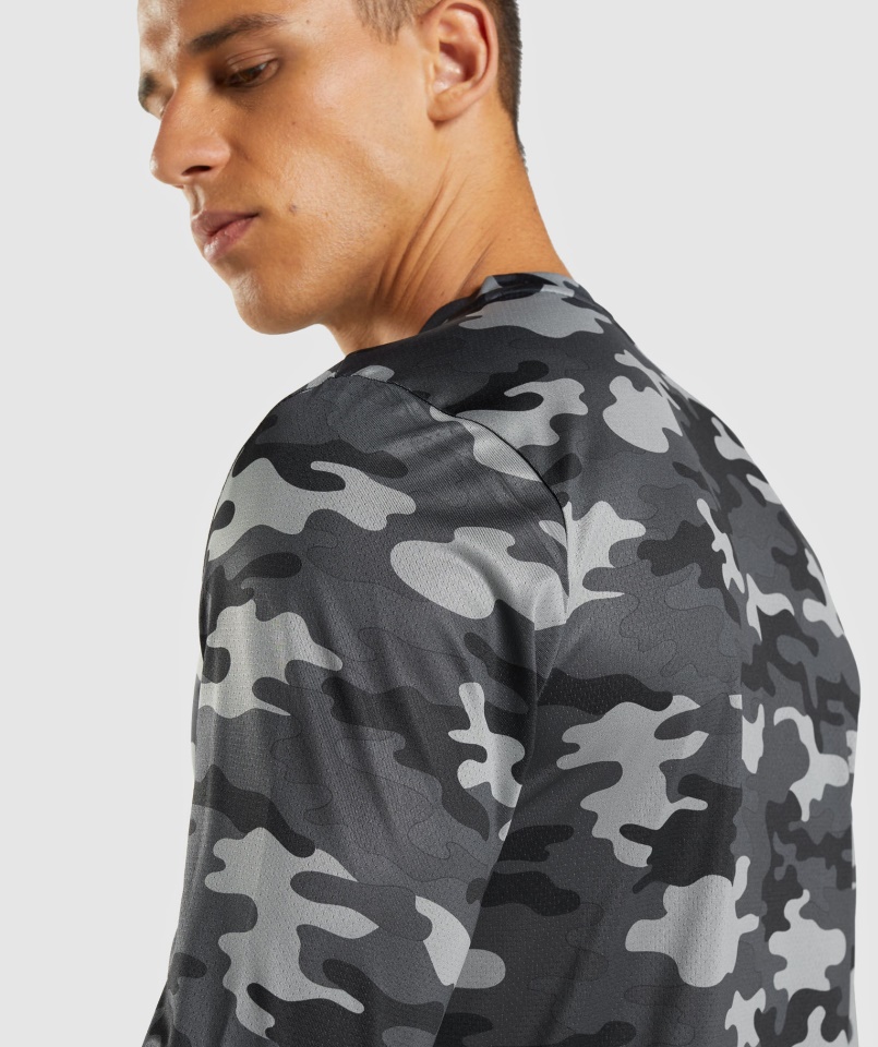 Gymshark Szürke Mintás érkezési Hosszú Ujjú Póló