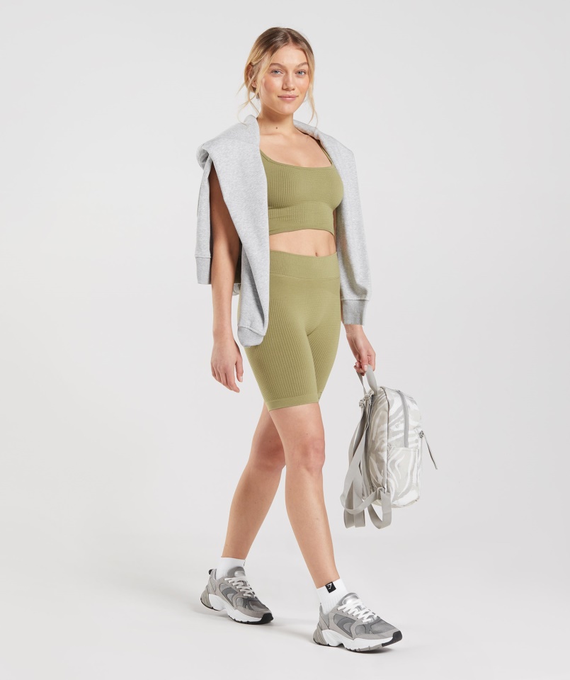 Gymshark Griffin Green Pause Varrat Nélküli Kerékpáros Rövidnadrág