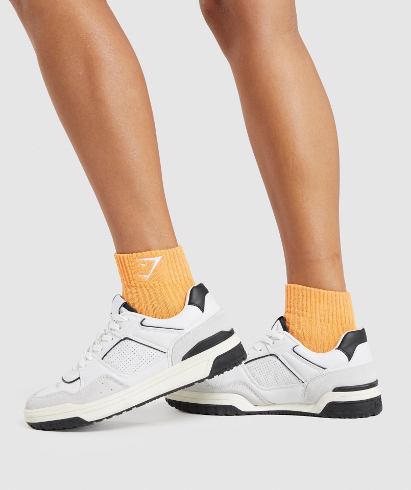 Gymshark Hibiszkusz Rózsaszín-barack Narancssárga Cápafejű Hímzett Negyed Zokni 2db