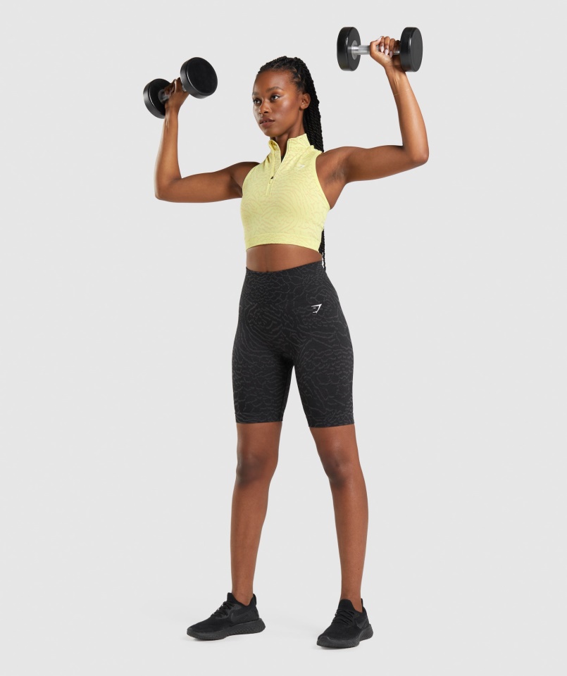 Gymshark Hibrid-fekete Adaptált állati Varrás Nélküli Kerékpáros Rövidnadrág