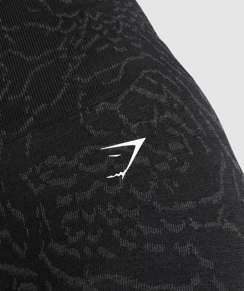 Gymshark Hibrid-fekete Adaptált állati Varrás Nélküli Kerékpáros Rövidnadrág