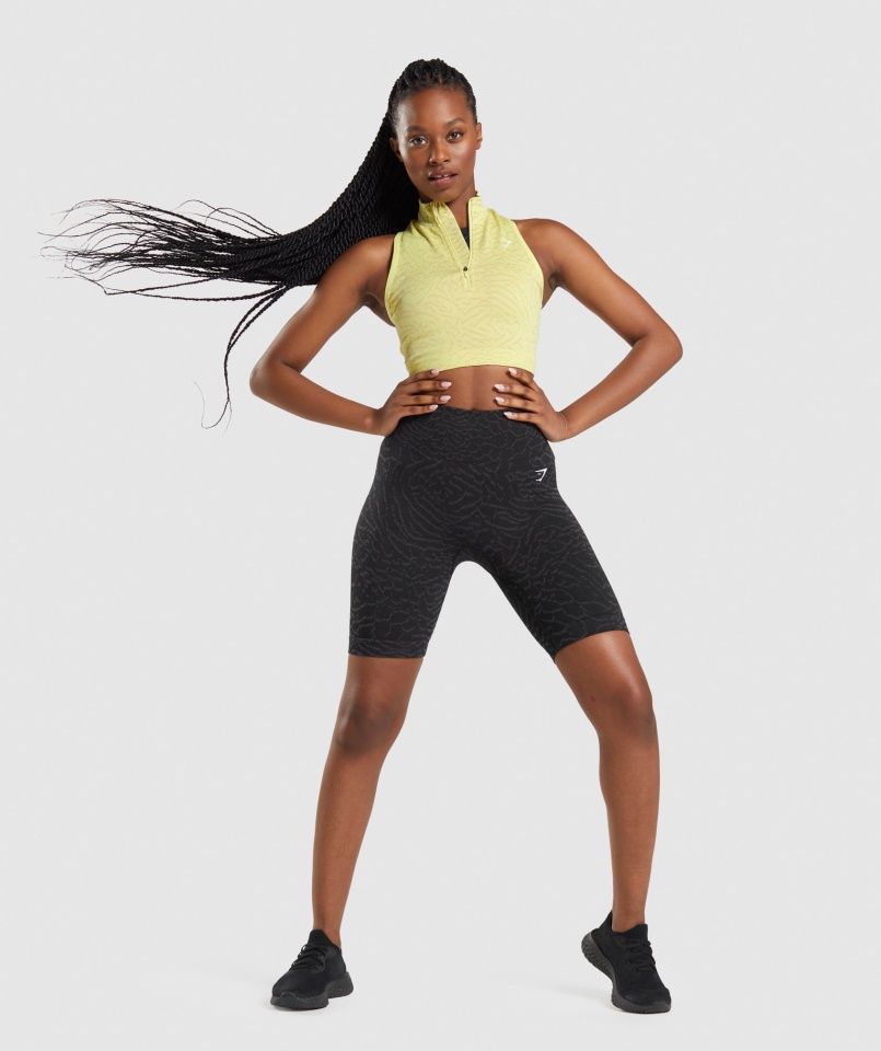 Gymshark Hibrid-szentjánosbogár Sárga Adapt állat Seamless Crop 1-2 Cipzárral