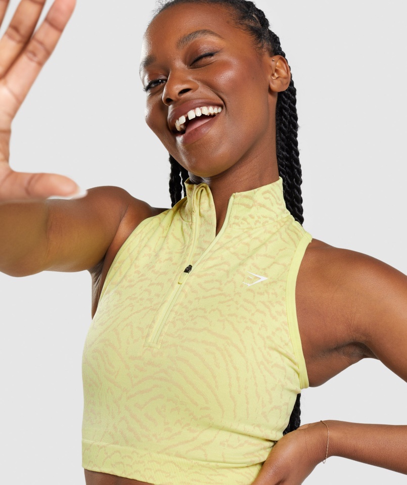 Gymshark Hibrid-szentjánosbogár Sárga Adapt állat Seamless Crop 1-2 Cipzárral