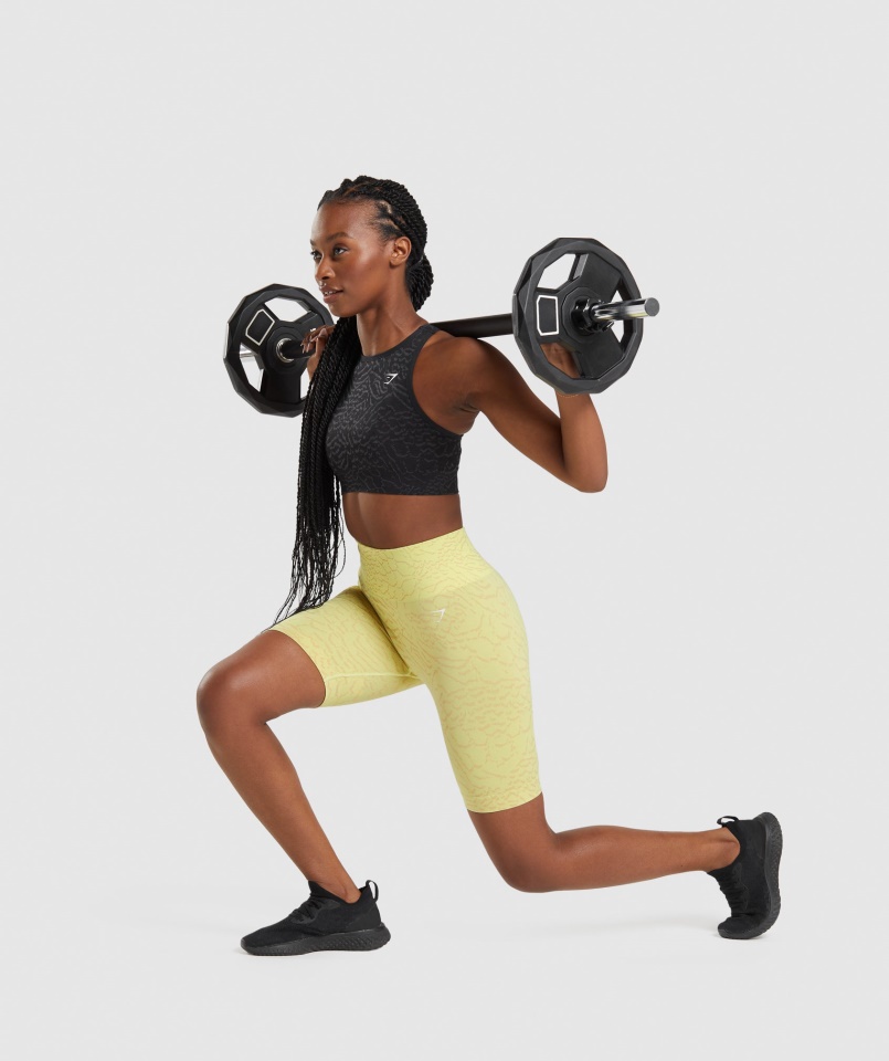 Gymshark Hibrid-szentjánosbogár Sárga Adaptált állati Varrás Nélküli Kerékpáros Rövidnadrág