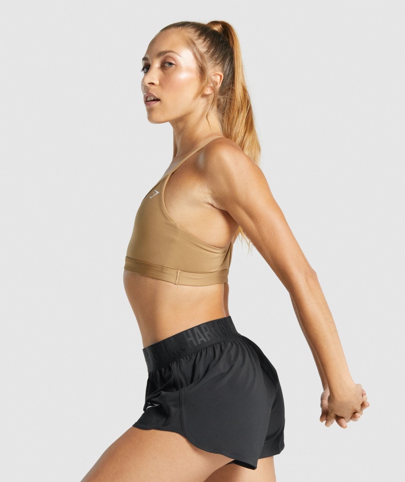 Gymshark Világosbarna V Nyakú Sportmelltartó