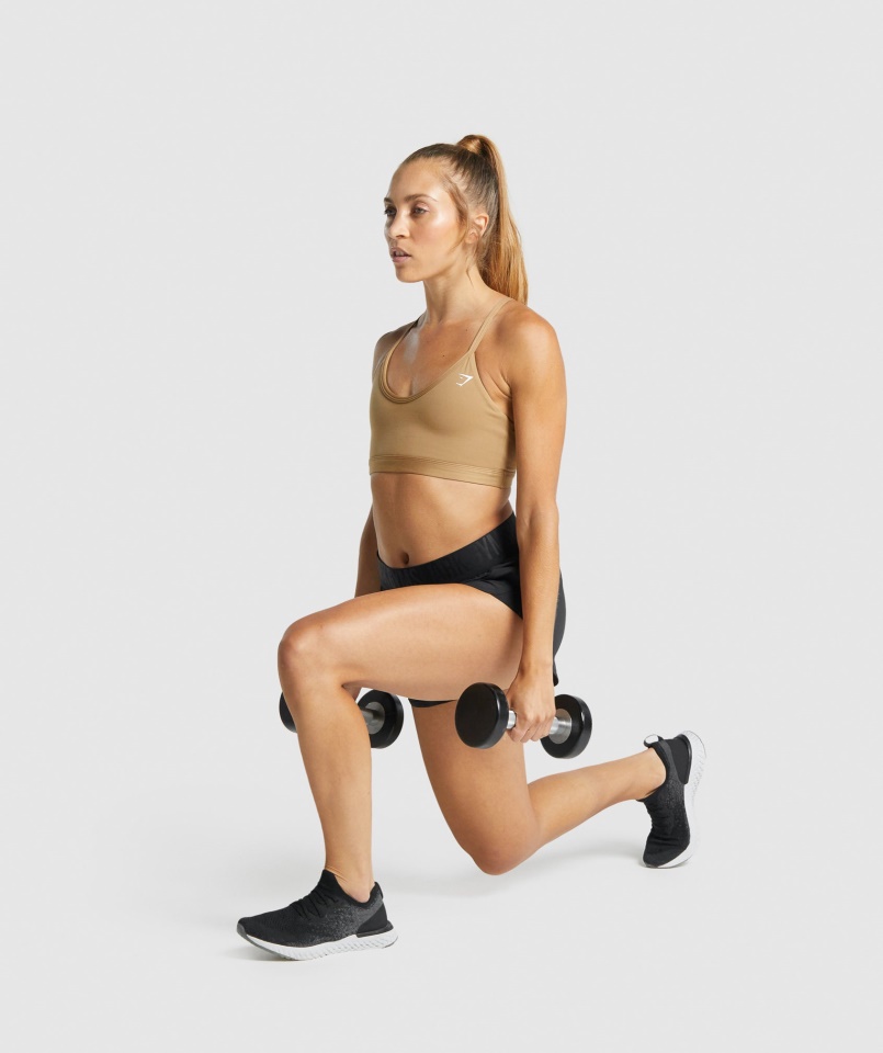 Gymshark Világosbarna V Nyakú Sportmelltartó