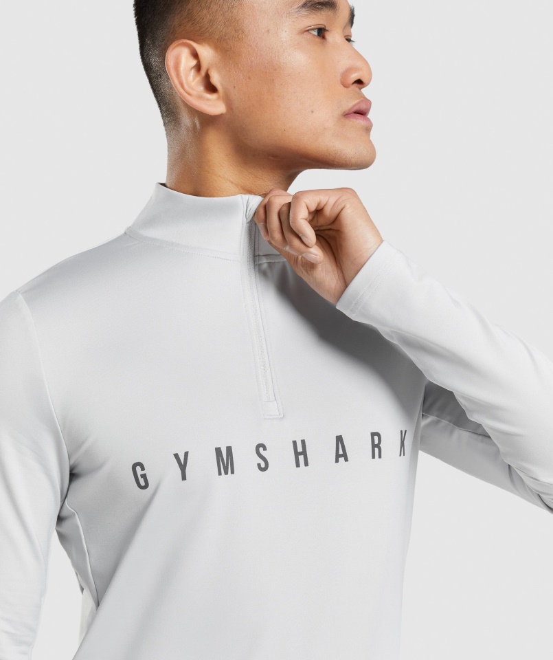 Gymshark Világosszürke Sportcsík 1-4 Cipzár