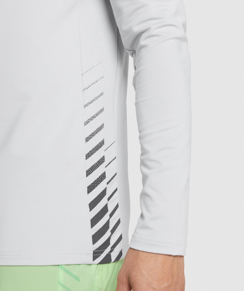 Gymshark Világosszürke Sportcsík 1-4 Cipzár