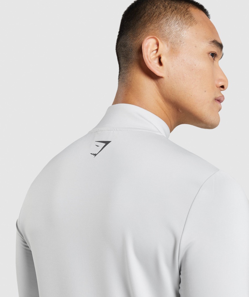 Gymshark Világosszürke Sportcsík 1-4 Cipzár