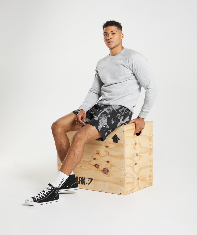 Gymshark Térkép Print Rövidnadrág Fekete Nyomtatás