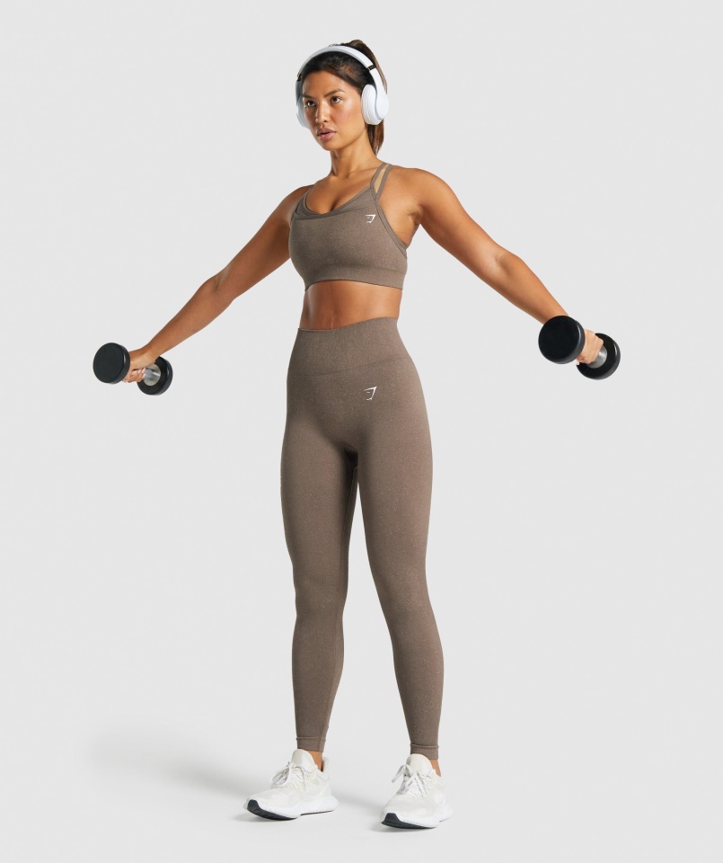 Gymshark ásványi-barna Adapt Fleck Varrat Nélküli Sportmelltartó