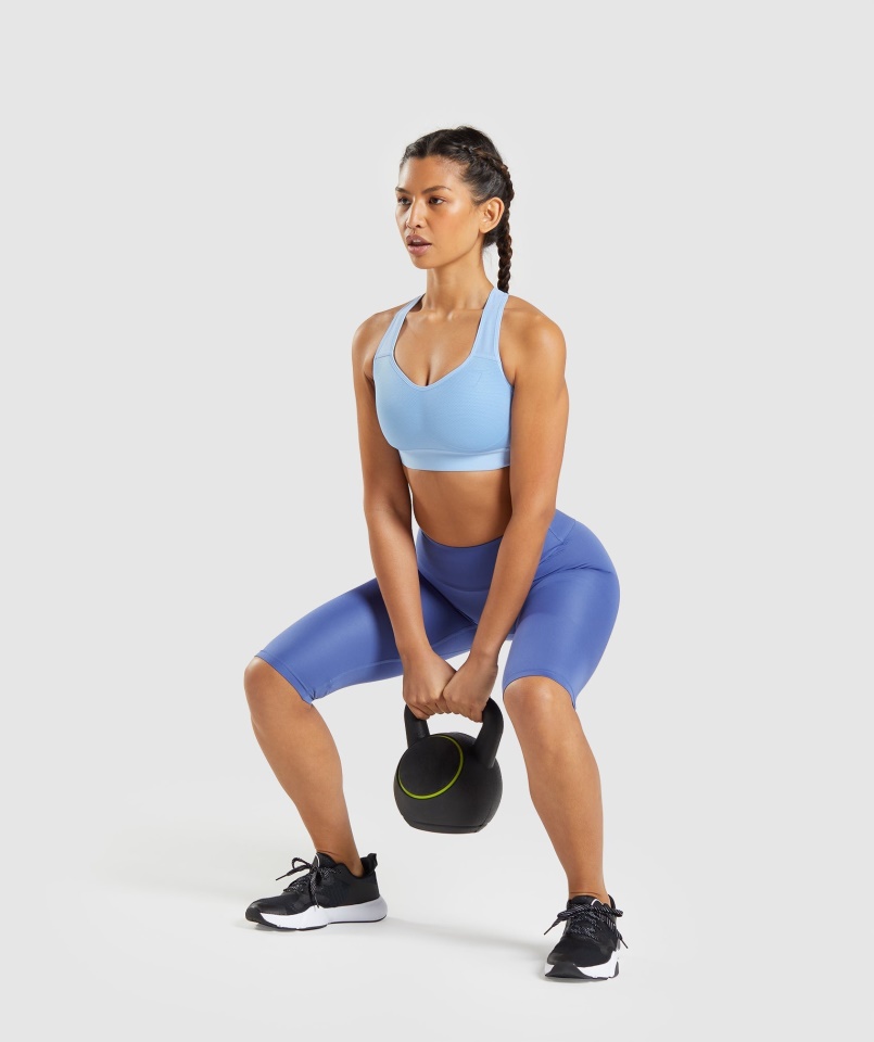 Gymshark Holdkő Kék Könnyű, Magas Tartású Sportmelltartó